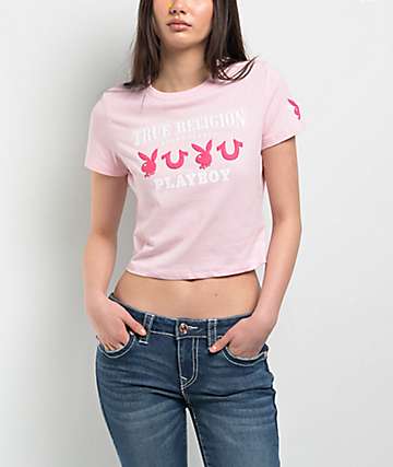 True Religion Buddha Logo Black Crop T-Shirt