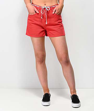 Union Bay Madonna shorts de mezclilla roja con cinturón