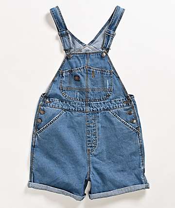 unionbay mario medium wash denim overall shorts