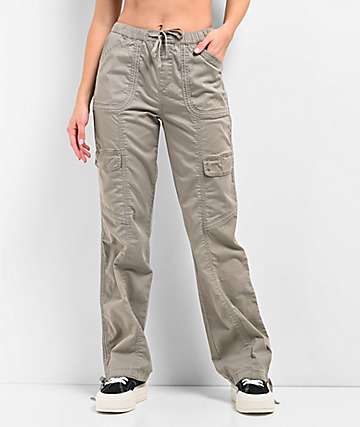 Buy Women Latest Cargo Trousers by ZT, Solid HIGH-Rise Cargo Cream Jeans, 6  Pocket Wide Leg Denims