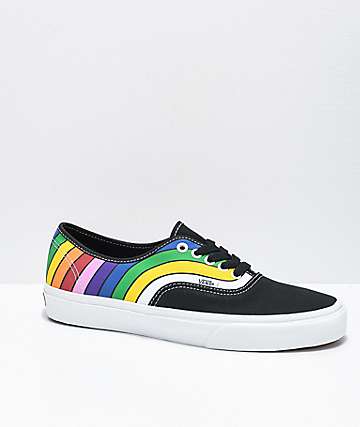 Vans Authentic Refract zapatos de skate negros, blancos y arcoíris
