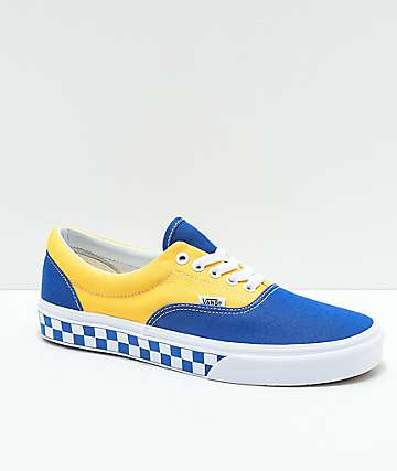 Vans Era BMX zapatos de skate a cuadros en azul, amarillo y blanco