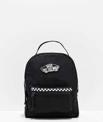 vans plain black backpack