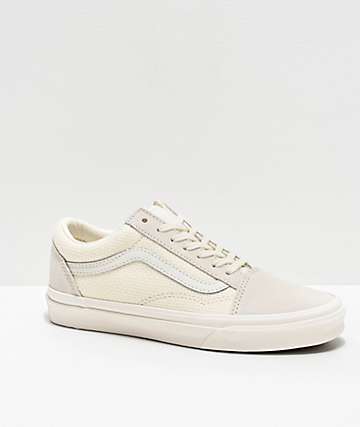 Vans Old Skool Marshmallow White Woven Checkerboard Skate Shoes