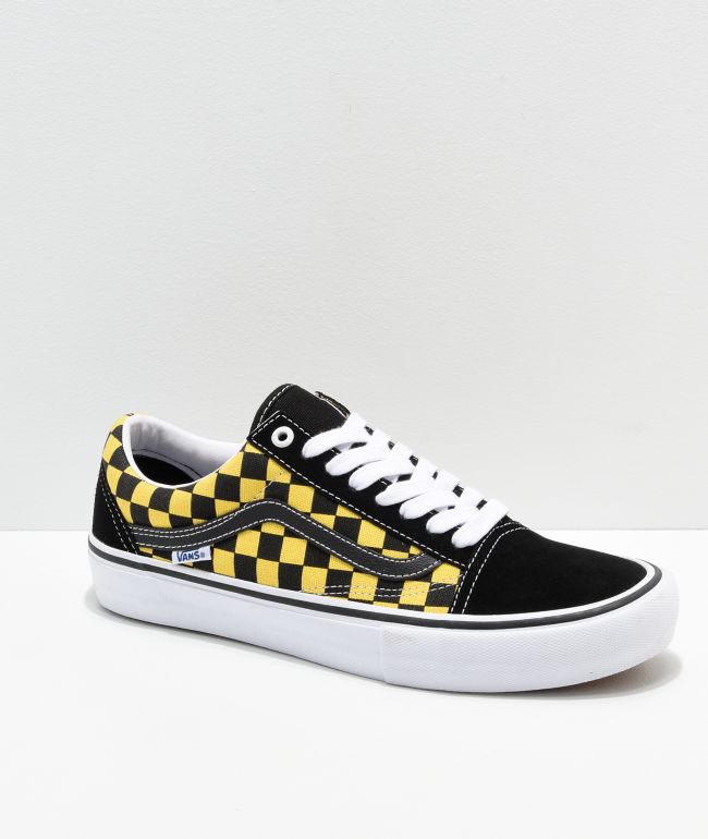 vans checkerboard black and yellow