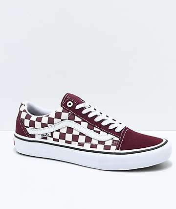 Vans Old Skool Pro Port Royal & White Checkered Skate Shoes
