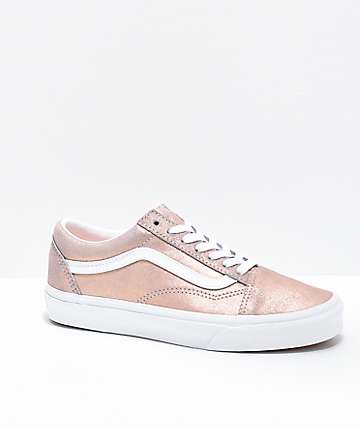grey and rose gold vans