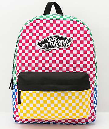 vans backpacks checkered rainbow