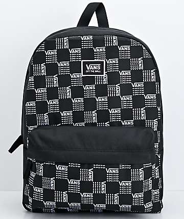 vans realm sunflower checkerboard backpack