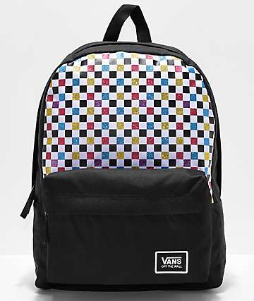 vans rainbow backpack in black