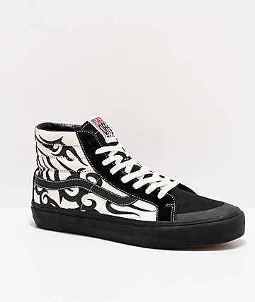 Vans Sk8-Hi 138 SF Tribal zapatos de skate negros y blancos
