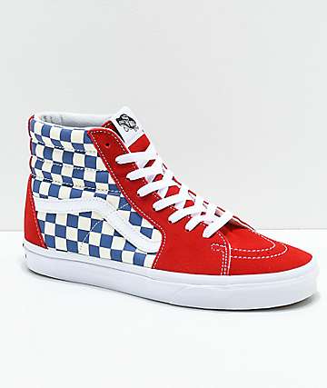 red white and blue vans high top