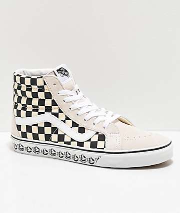 Vans Sk8-Hi Reissue BMX zapatos de skate blancos y negros de cuadros