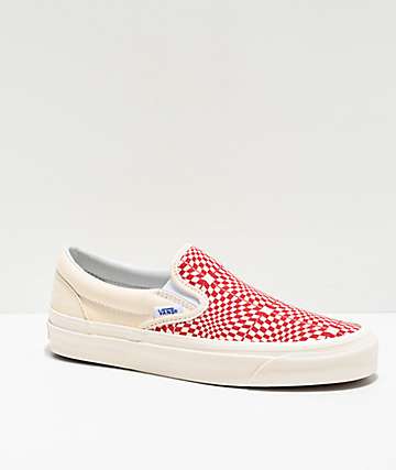 Vans Slip-On Anaheim OG Red & Cream Checkerboard Skate Shoes