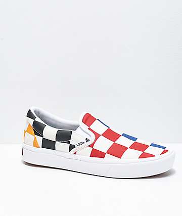 Vans Slip-On ComfyCush Half Check zapatos de skate multicolor y blancos