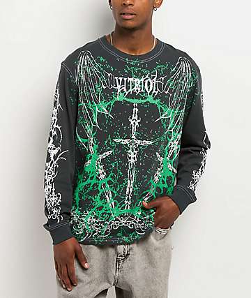 Vitriol Brutal Black & Cream Wash 2fer Long Sleeve T-Shirt