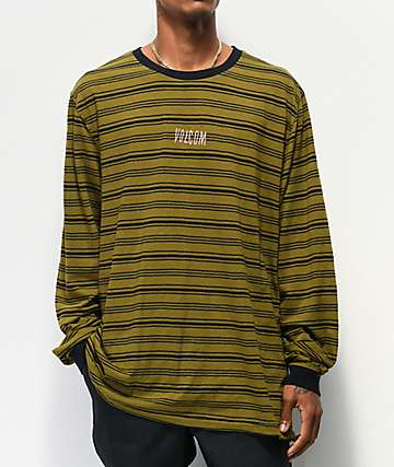 Volcom Fluxer camiseta de manga larga verde y negra de rayas