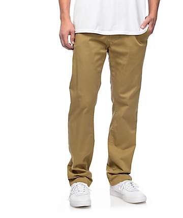 Volcom Frickin Modern pantalones chinos elásticos en caqui oscuro