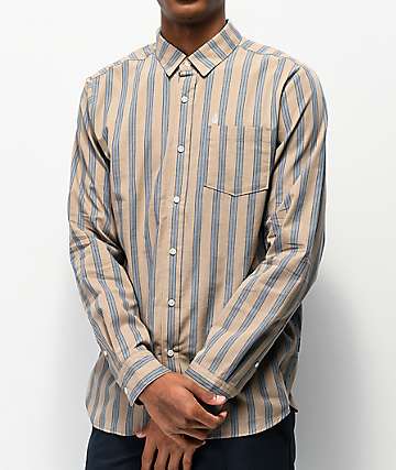 Volcom Moore Mix camisa de manga larga natural y azul claro