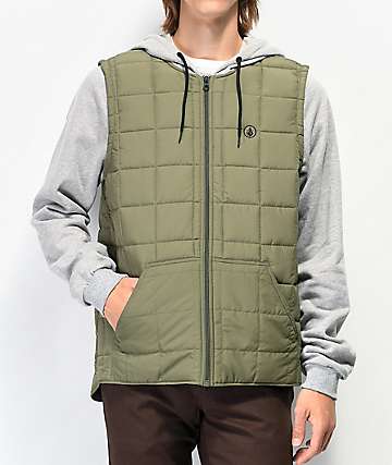 Volcom September 2Fer sudadera con capucha y chaleco verde y gris