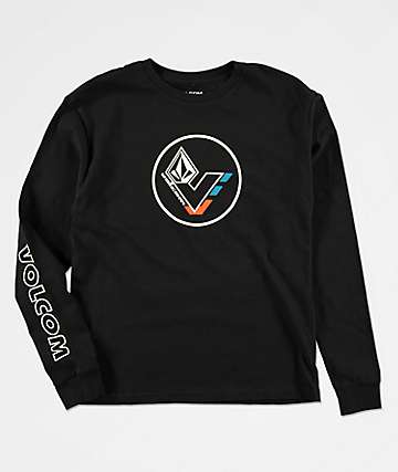 Volcom V-Line Basic camiseta negra de manga larga para niños