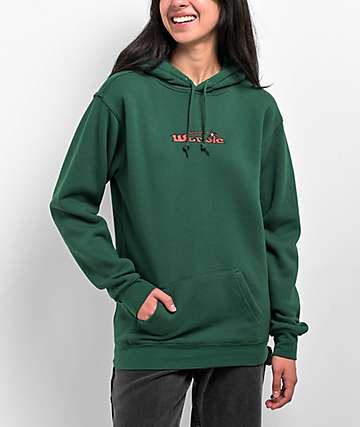 Monet Pozie Green Micro Fleece Quarter Zip Hoodie