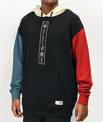 half blue half red hoodie