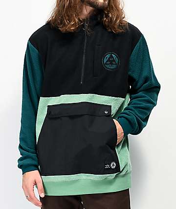 Welcome Talisman Black, Green & Dark Turquoise Anorak Fleece Jacket