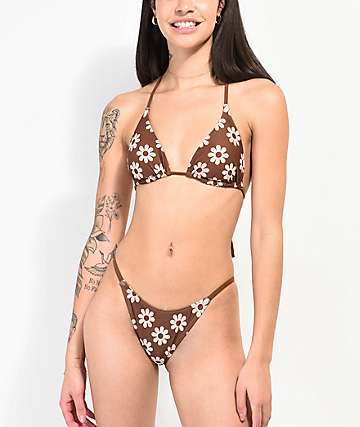 Your highness Hazy Daisy braguita de bikini marrón de pierna alta