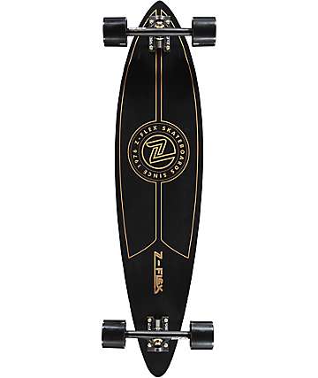 Z-Flex Top Shelf 38" Black & Gold Pintail Longboard Complete