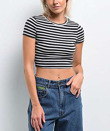 Zine Irina Black & White Stripe Crop T-Shirt - 