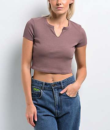 【HYKE】CROPPED TANK TOP GRAY Crop Tank Top - Gray melange - Ladies | H&M CA