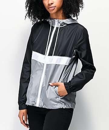 Zine Shalia chaqueta cortavientos en negro, blanco y gris
