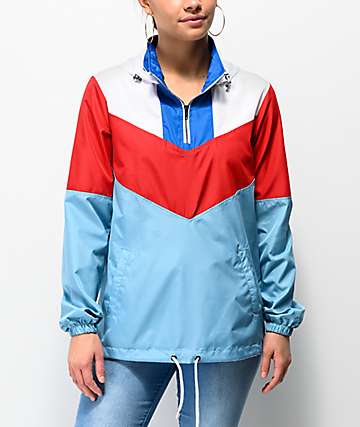 Zine Thea chaqueta anorak cortavientos en rojo, blanco y azul