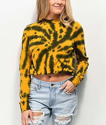 Zine Watts sudadera con cuello redondo de tie dye dorado y negro