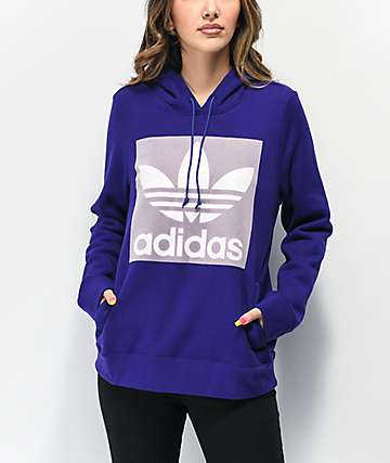 adidas Trefoil Collegiate sudadera con capucha morada y blanca