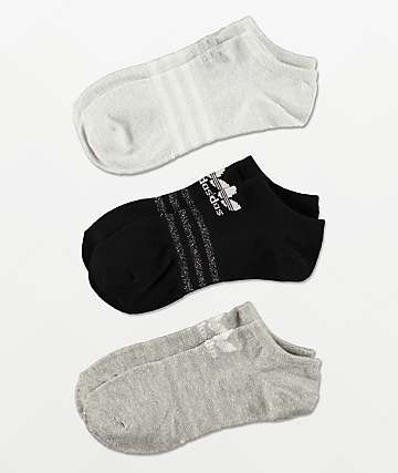 adidas paquete de 3 calcetines invisibles negros, blancos y grises