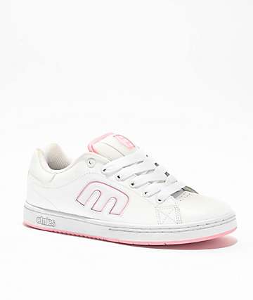 etnies Callicut White & Pink Skate Shoes -