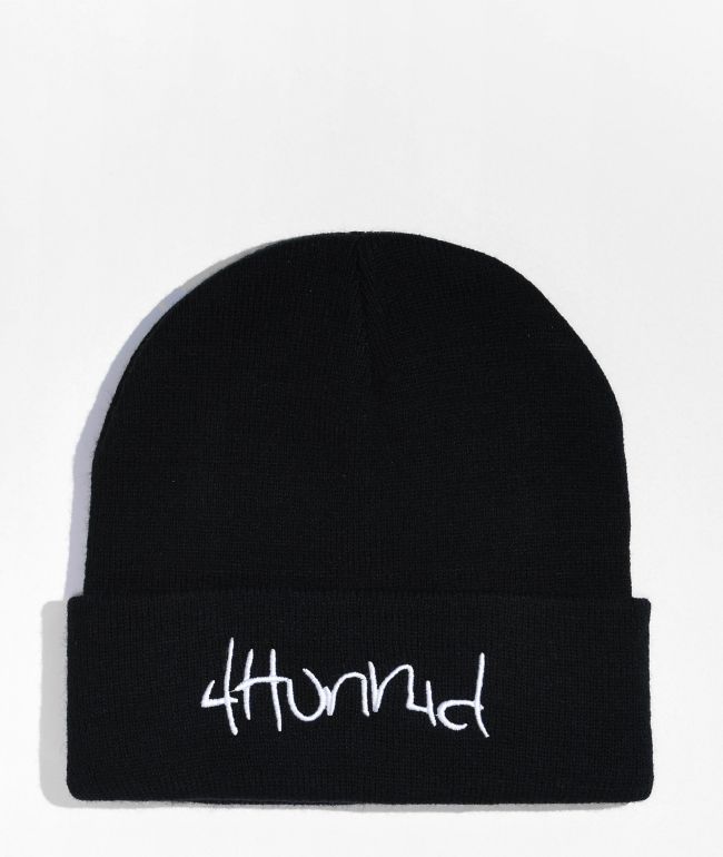 4Hunnid Black Cuff Beanie