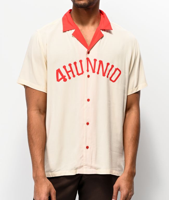 red and white button up shirt