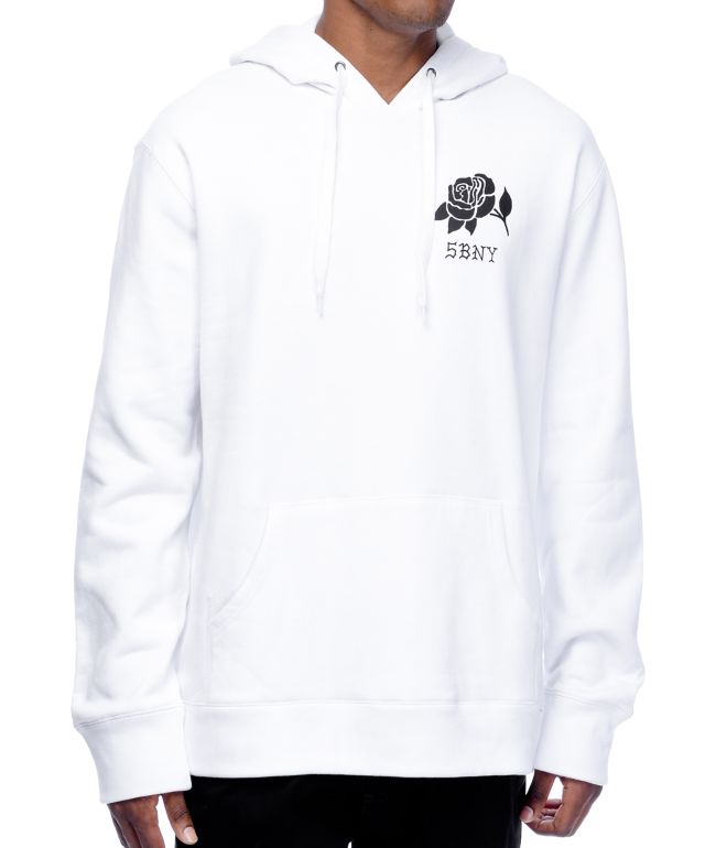 rose white hoodie