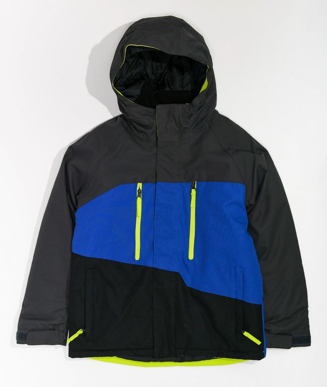 686 Geo Insulated chaqueta de snowboard azul, gris y negra para niños 10k