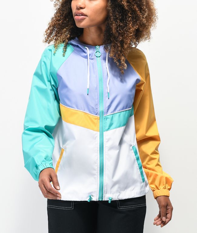 A-Lab Amadi Colorblock Purple, Gold & Green Windbreaker Jacket