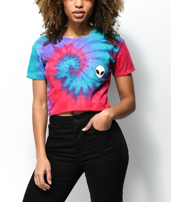 A-Lab Ballina Alien Pink & Purple Tie Dye Crop T-Shirt