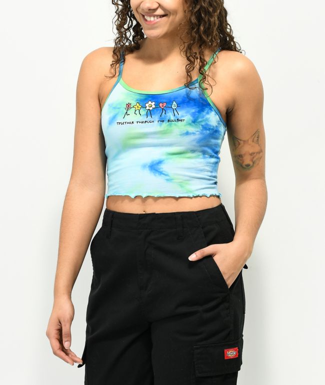 A-Lab Cherry Together Blue & Green Tie Dye Tank Top