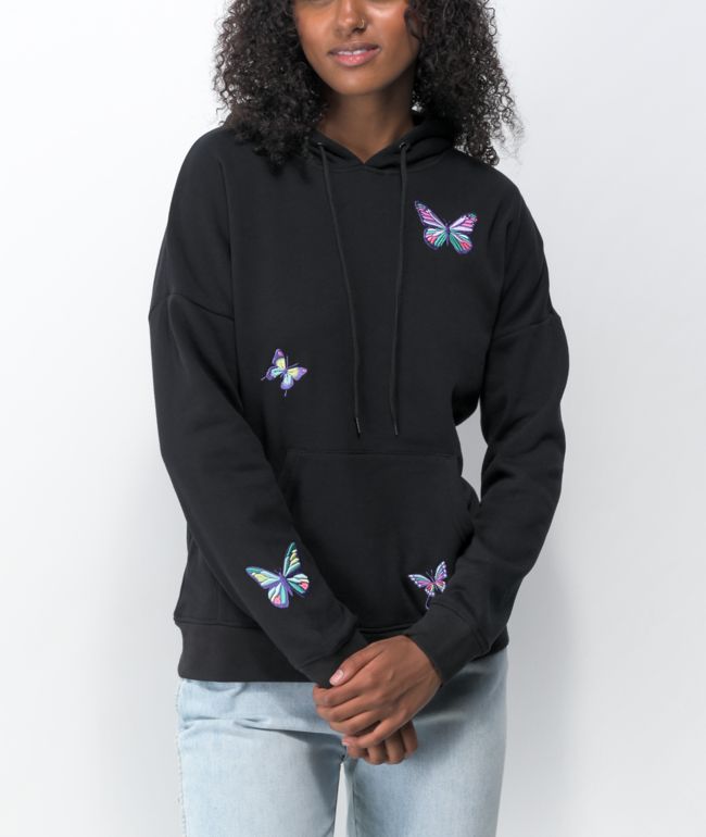 A-Lab Freela Sudadera con capucha Butterfly Negra