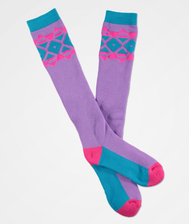 A-Lab Lumi Pink & Purple Snow Socks