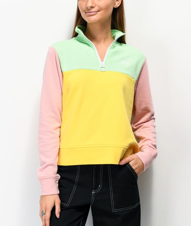 Color block quarter zip
