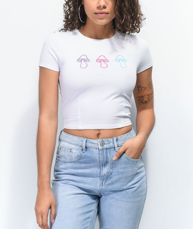 A-Lab Serina Mushroom White Crop T-Shirt
