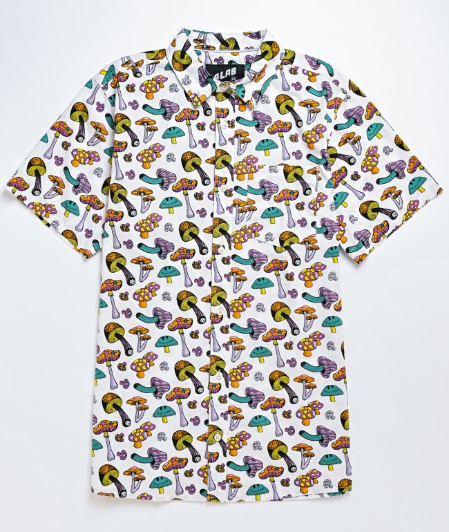 A-Lab Shroomie White Short Sleeve Button Up Shirt